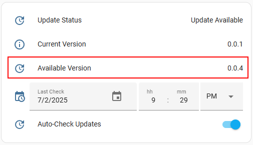 Available version