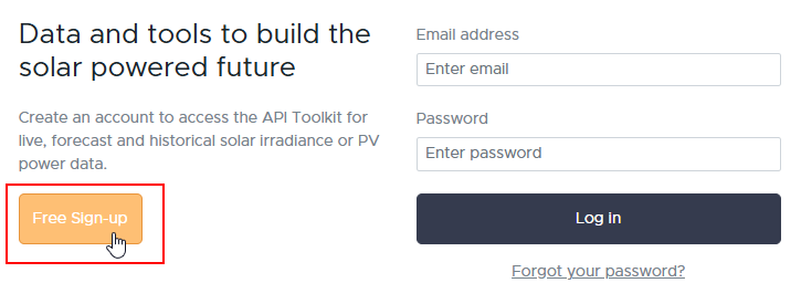Solcast sign-up